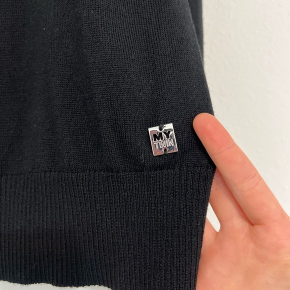 My Twin TwinSet Black Metallic Ruffle Button Back Sweater - Picture 2 of 9